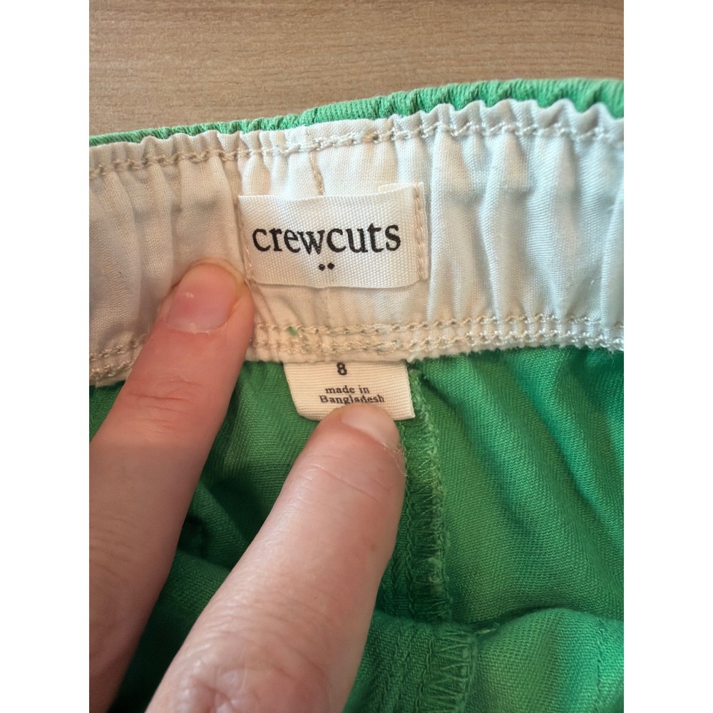 Crewcuts J Crew Boys Green Pull On Chino Shorts Size 8 Cotton - Picture 2 of 3